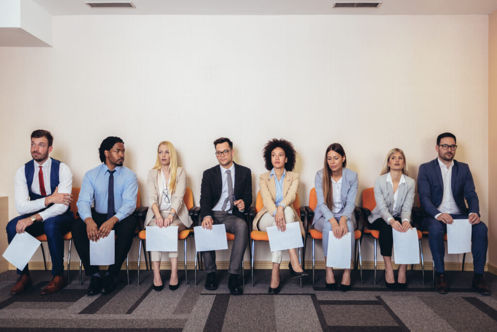 Group of applicants sitting at Staffing Agencies in Ontario 